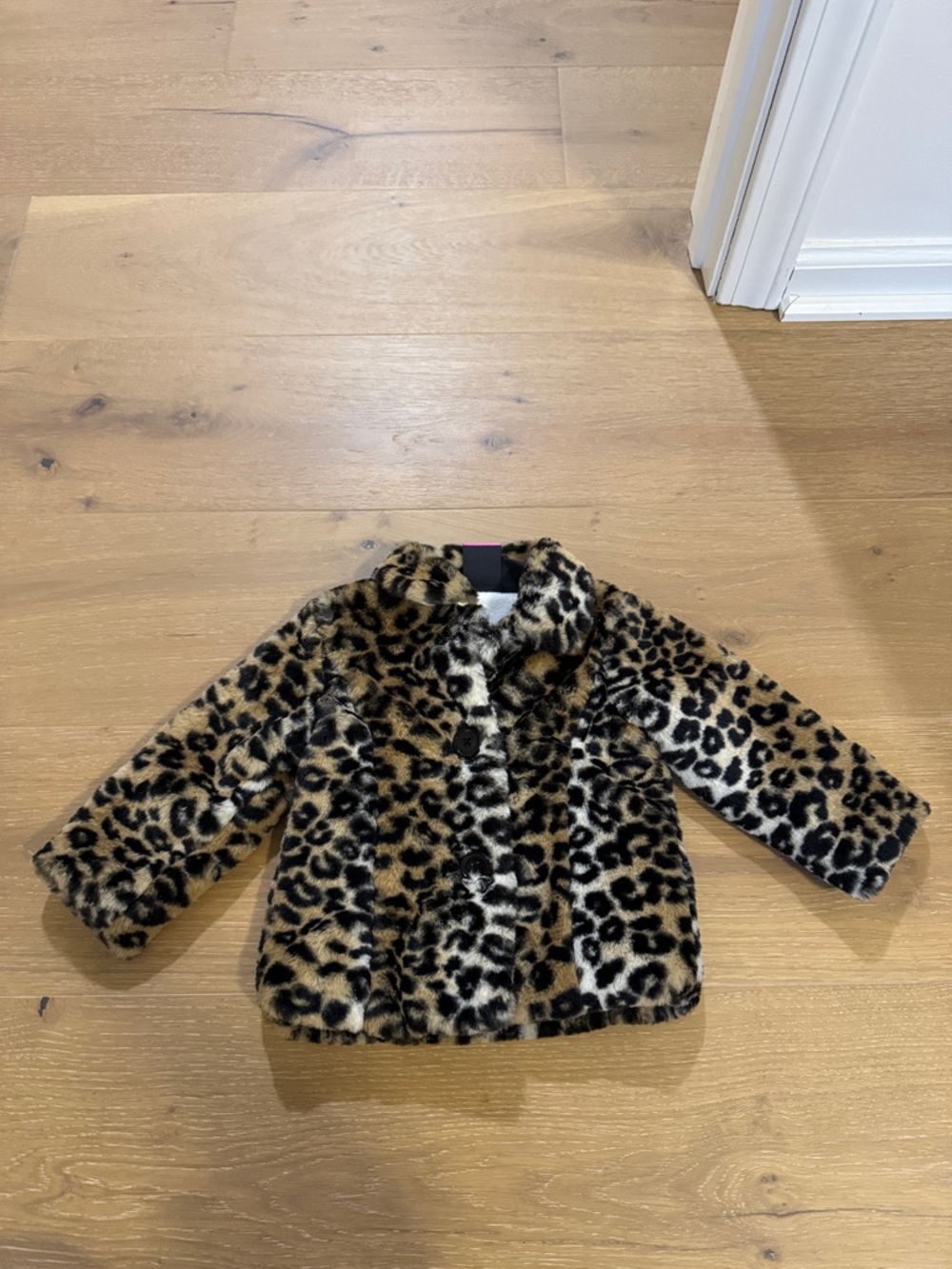 9-12 Months Girls -  Faux Fur Leopard Print Coat - Brown Leopard